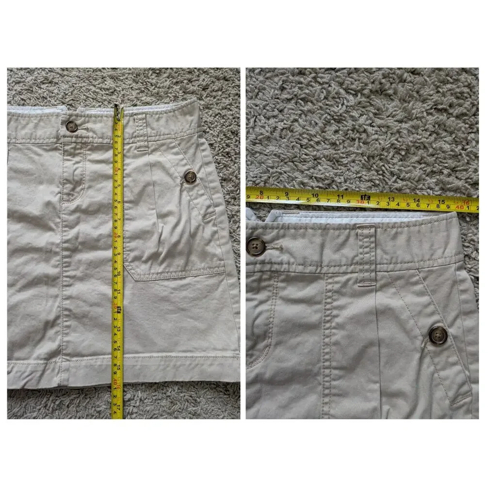 Y2K Old Navy Cargo Skirt Womens 6 Beige Cotton Beachy Surf Streetwear Skate